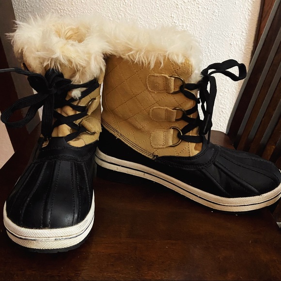 Target Shoes - Black and Tan Fur Duck Boots